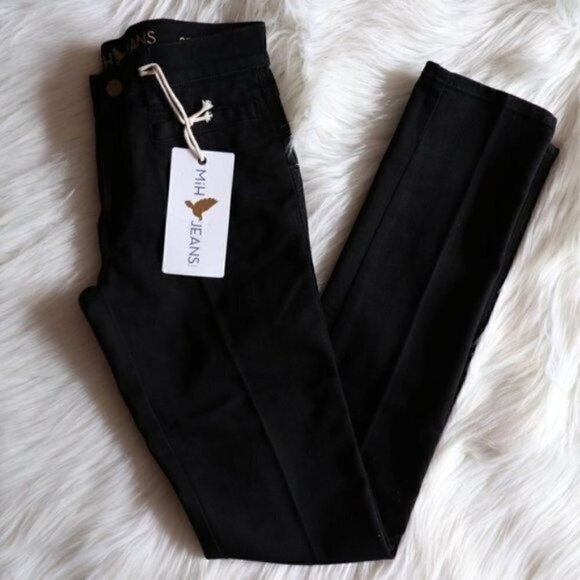 NWT Anthropologie M.i.H Slim Black Long Jeans Size 25 - Picture 1 of 10